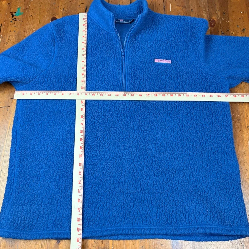 Vineyard Vines Mens XXL Blue Sherpa Fleece Quarter‎ Zip Pullover Sweater Jacket